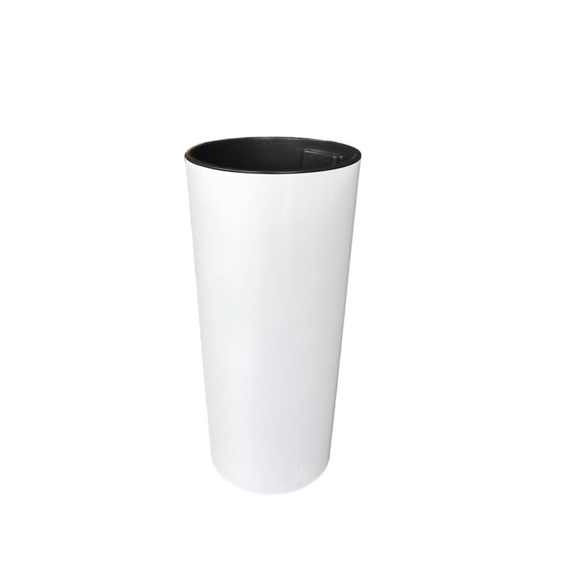 Ebern Designs 22.4 in H Round Plastic Indoor/Outdoor Planter, Patio, Plant Pot, Flower Pots, White