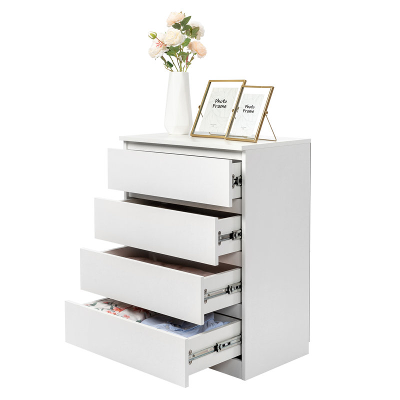23.62" W 4 Drawers Storage Cabinet, White
