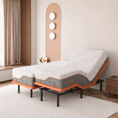 Zero Gravity Adjustable Bed with 14" Hybrid Mattress, Massage, Wireless Remote, App Control, Zero Gravity, Underbed Light, USB & Type C Ports on both sides