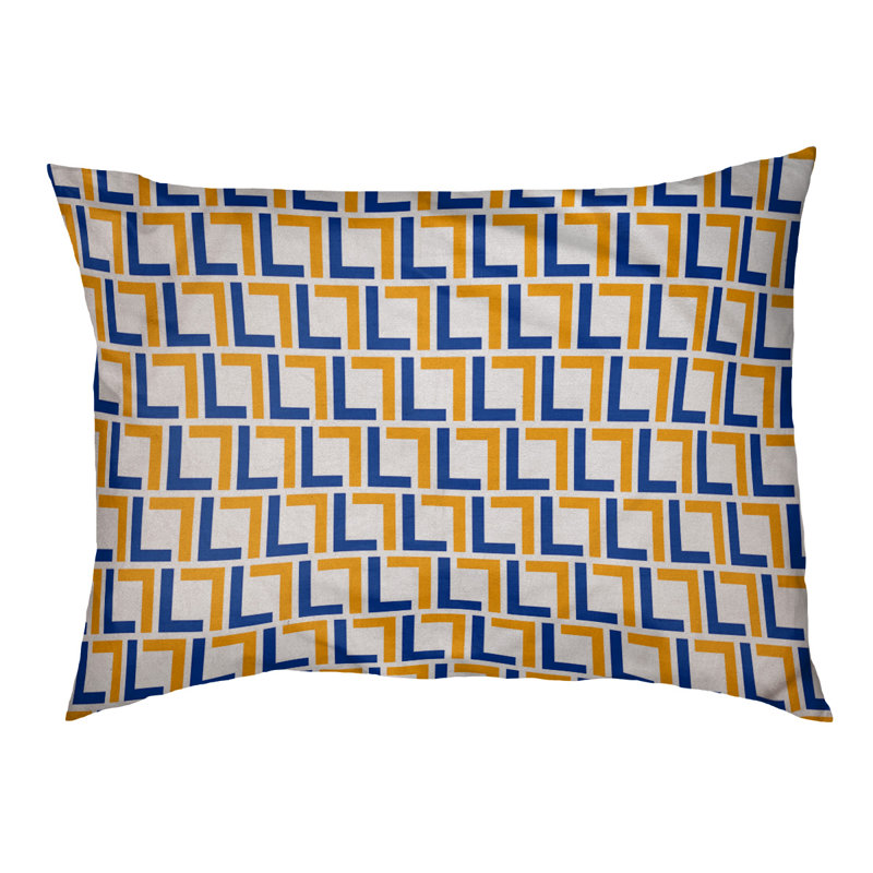 Coussin d'extérieur pour chien Tuileries, Petit (l 28 po x P 18 po x H 4 po), Blanc / bleu / or