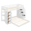 Lit superposé (1 place et 1 place) avec escalier de rangement, étagères à 3 niveaux et tiroirs, structure en bois massif, blanc-1248882302