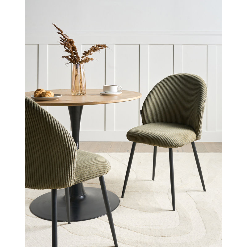 42cm H Corduroy Upholstered Upholstered Back Side Chair, Dark Green	