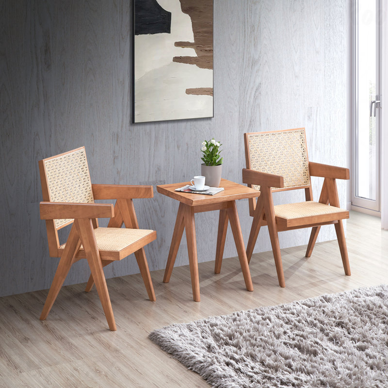 Décontracté, élégant, naturel, idéal pour les chambres à coucher, finition, chaise d'appoint en rotin 1 pièce de style Mid-Century moderne