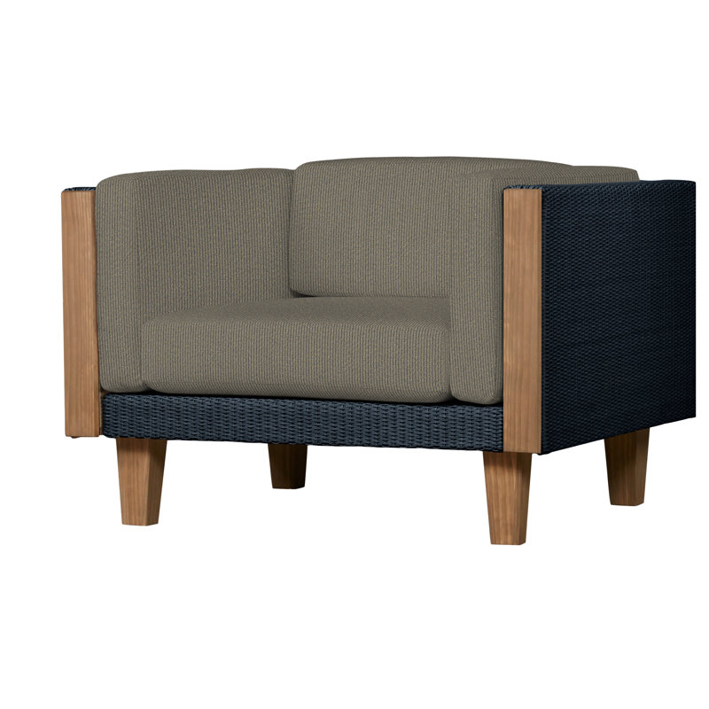 Catalina Outdoor Teak Lounge Chair, Bamboo Bay Sky, Ebony