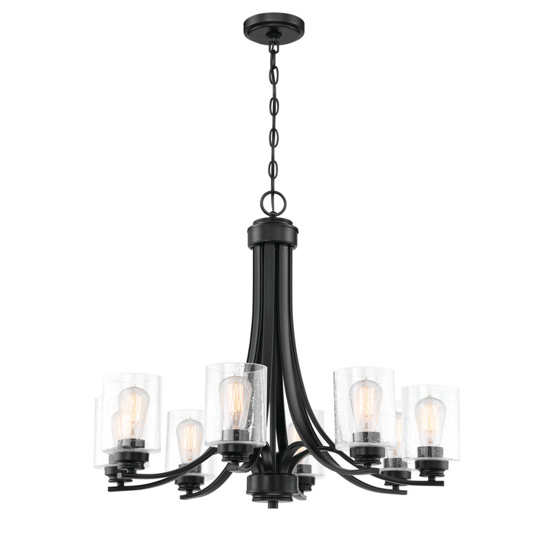 Omer   8 - Light Dimmable Empire Chandelier, Clear Seeded, Flat Black