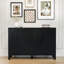 Buffet 47 po | Design arqué noir avec ensemble anti-basculement, rangement certifié FSC pour le salon, le vestibule et le meuble télé-1371704659