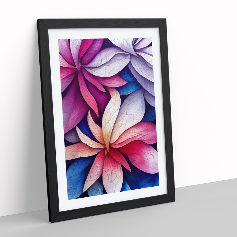 Entrancing Flowers No.3 - Single Picture Frame Print, Black, 64cm H x 46cm W x 2cm D