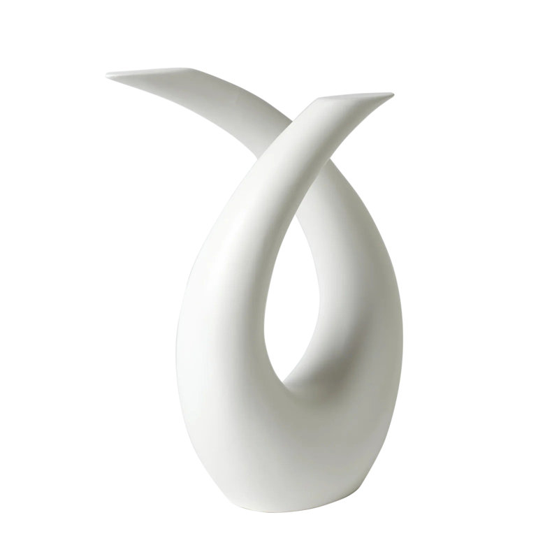 Matte White Ceramic Abstract Loop Sculpture