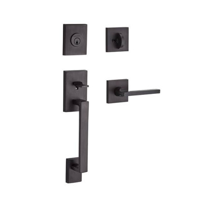 Handleset with Single Cylinder Deadbolt and Door Lever and Rosette
