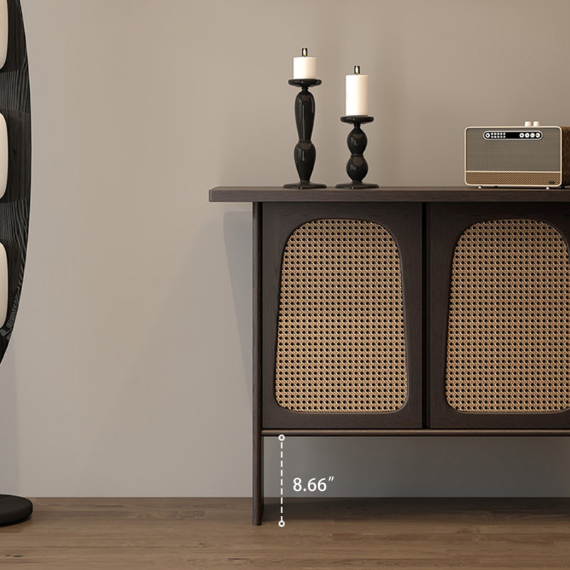 43.31" Black Rectangular Solid Wood Console Table