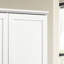 Armoire de rangement blanche de 35 po de largeur, porte battante, portes à panneau encadrées, 6 tablettes, 4 réglables, armoire de gestion des câbles dans une armoire de 35 pouces de large avec accès