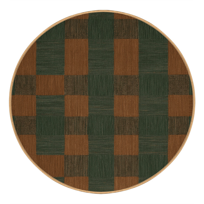 Machine Washable Checkered Brown Area Rug