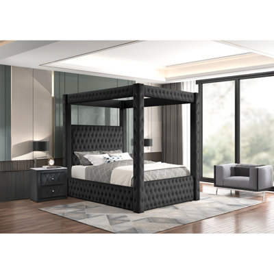 Table de chevet noire rembourrée avec plateau en faux marbre et deux tiroirs de rangement pour la chambre à coucher