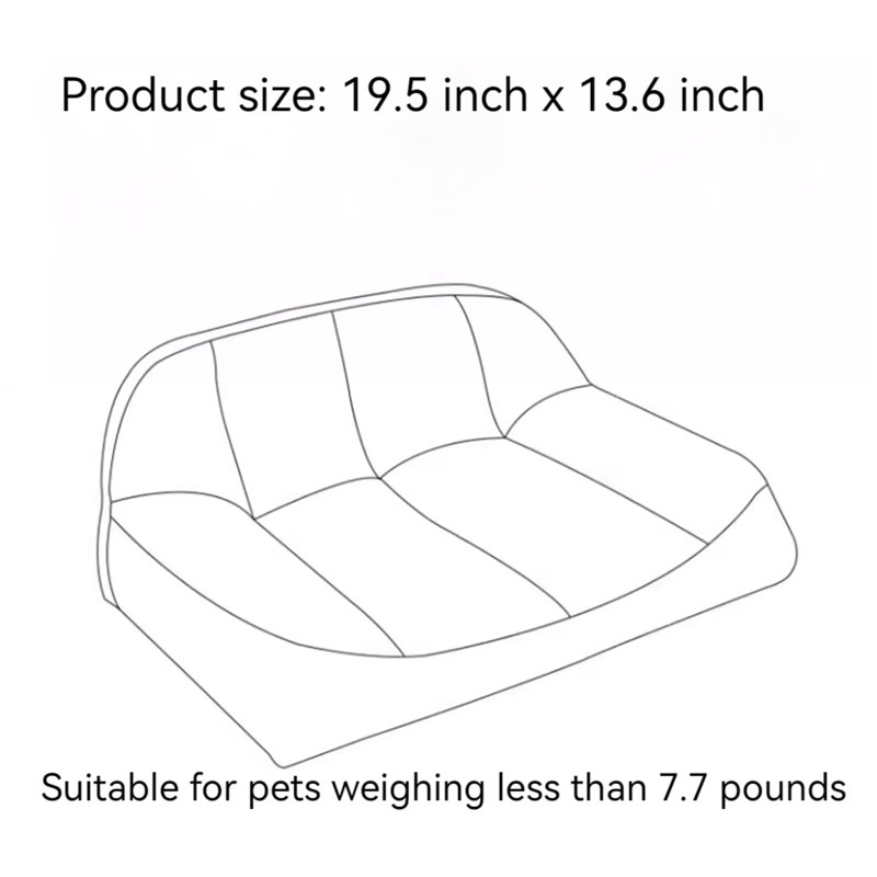 Pet Sofa, H 3,9 po x l 19,5 po x P 13,6 po