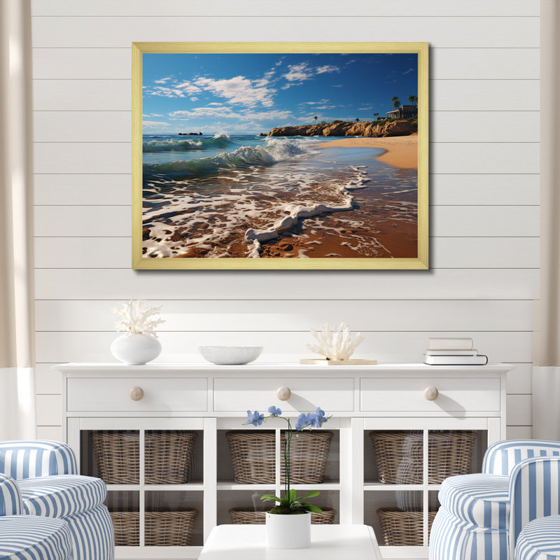«Beach Golden Coast II», reproduction sur toile, H 24 po x l 32 po x P 1 po, Encadrement doré