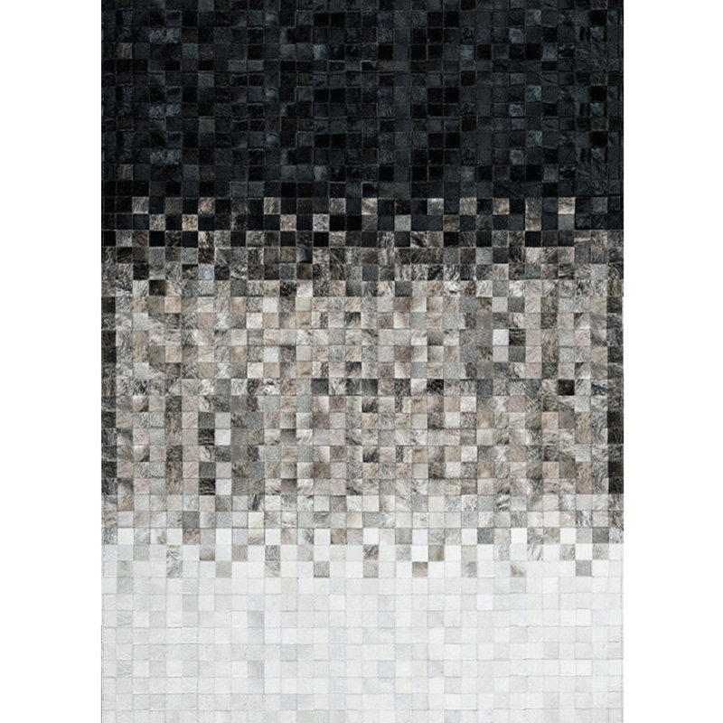 Tapis dégradé en cuir fait à la main Verona, Vison / ivoire, Rectangulaire 8 pi x 10 pi