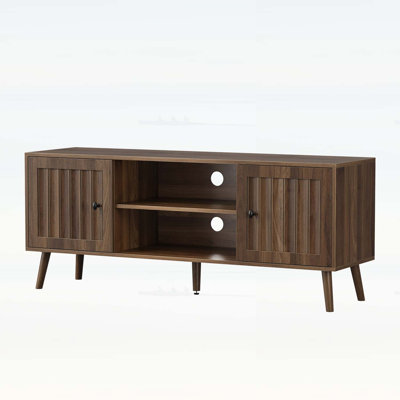 Wooden Console Table with 2 Vertical Groove Doors
