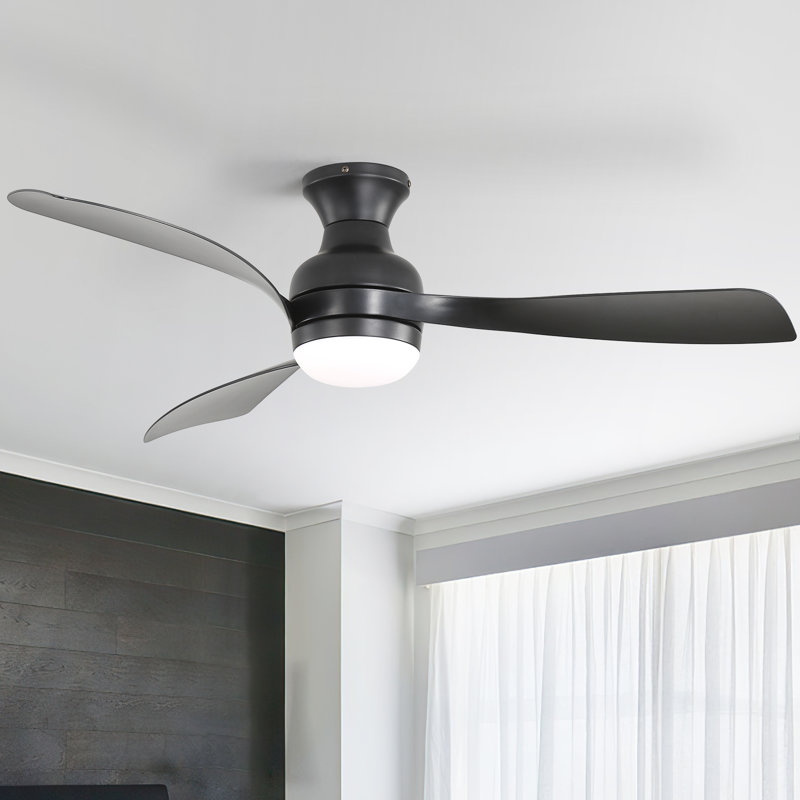 Sofucor 1 PC 52-Inch Fulsh Mount Ceiling Fan With Light,18W LED Dimmable Light With Memory Function,DC Motor,1/4/8H Timer Setting