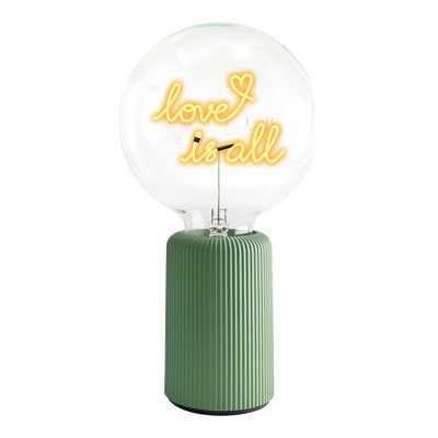 Bulb LOVE IS ALL Amber with Base Table Lamp PORTABLE Pop Nomad