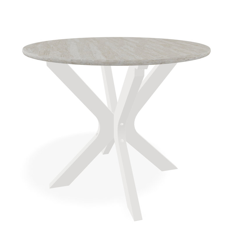 23" Round Rustic Polymer Outdoor End Table, White/Snow
