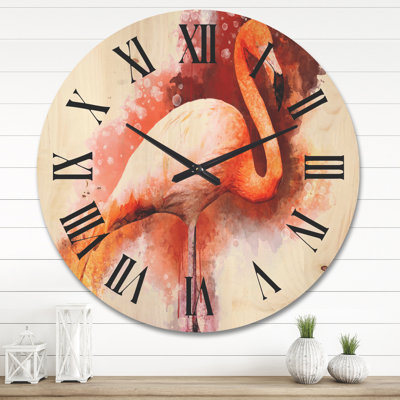 Portrait de l'horloge murale en bois Flamingo II