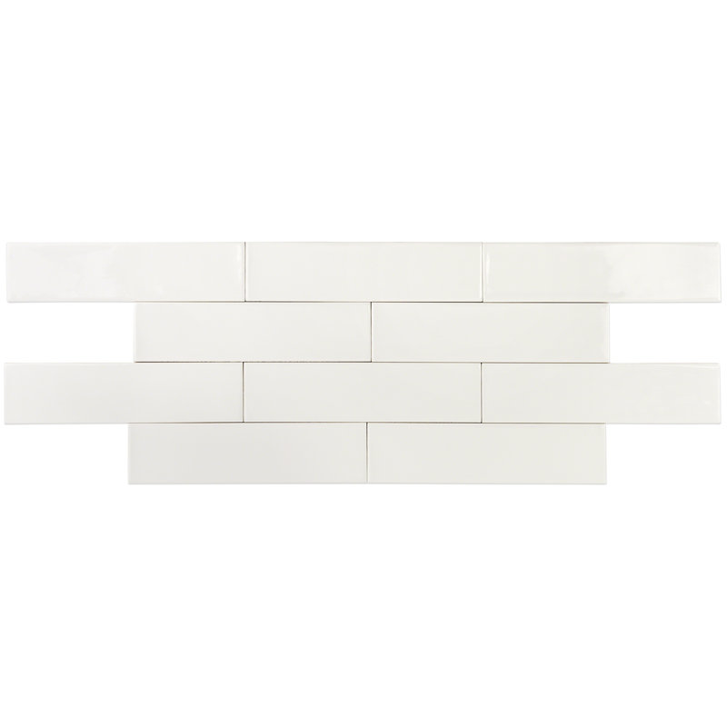 Midland 3'' W x 12'' L Polished Ceramic Subway Tile (5.38 sq. ft. / box), Bianco