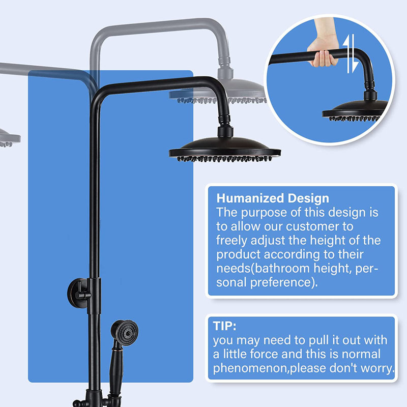 KHKFY Matte Black Outdoor Shower Trim Kit with 8 in. Rain Head, Handheld Sprayer, 304 Stainless Steel Wall Mount KHKFY Matte Black Outdoor Shower Trim Kit with 8 in. Rain Head, Handheld Sprayer, 304 Stainless Steel Wall Mount