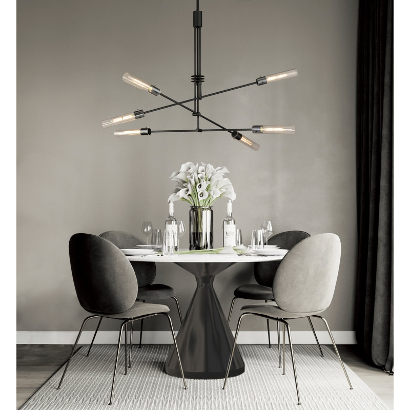 Luminaire suspendu unique / remarquable Equilibrium, Noir, H 33 po x l 51,75 po x P 51,75 po, 6