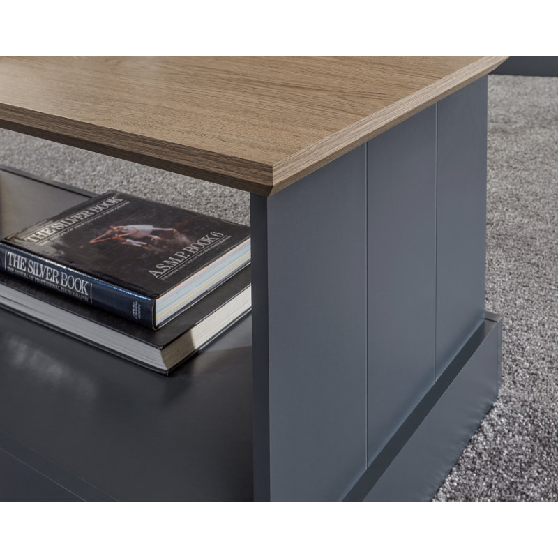 Brielle Floor Shelf Coffee Table with Storage, Slate Blue