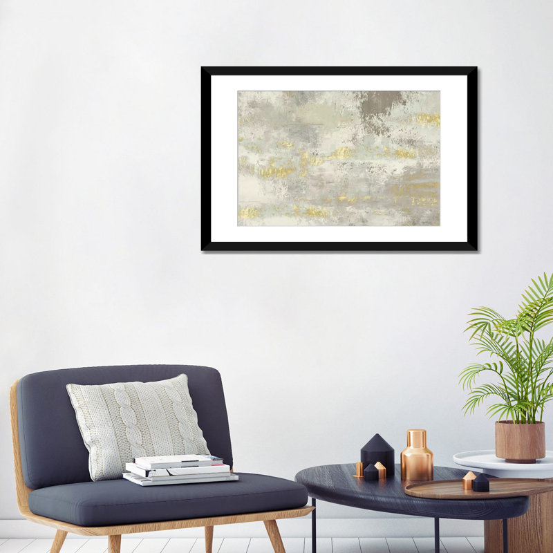 « fleuri day golden gris », impression sur toile, H 16 po x l 24 po x P 1 po, Papier d'art encadré noir