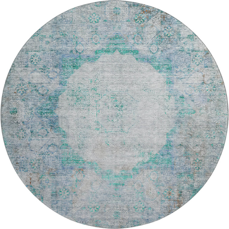 Premium Machine Washable Prisco Teal Rug