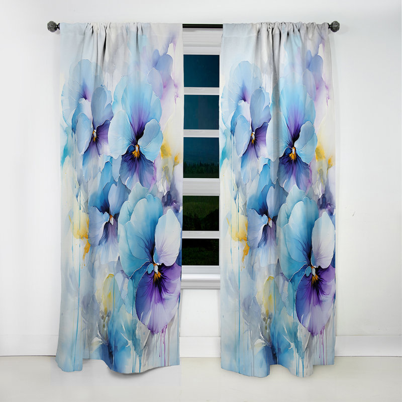Camanche - Pansies Floral Blackout Curtain - 1 Panels, L 52 po x L 108 po