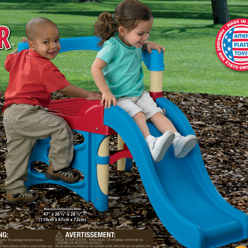 Red and Blue Plastic Indoor Climber with Slide