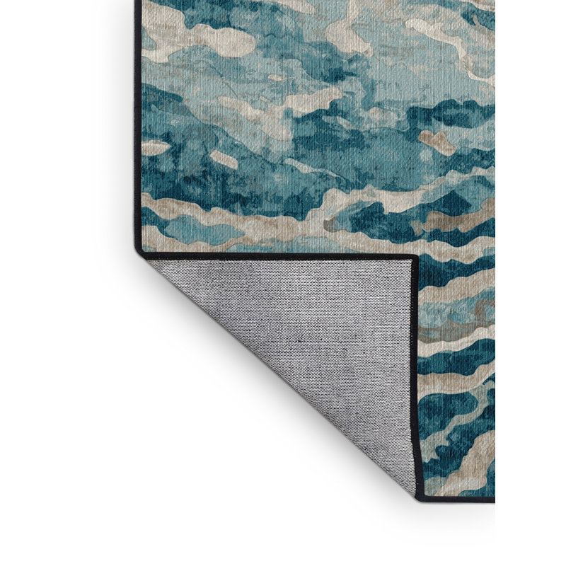 Machine Washable Gray Area Rug, Square 4'
