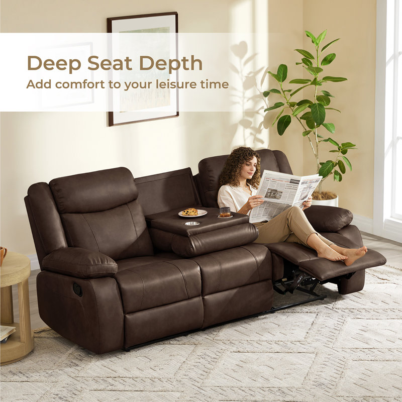 85.4'' Wide Manual  Reclining Sofa, Espresso