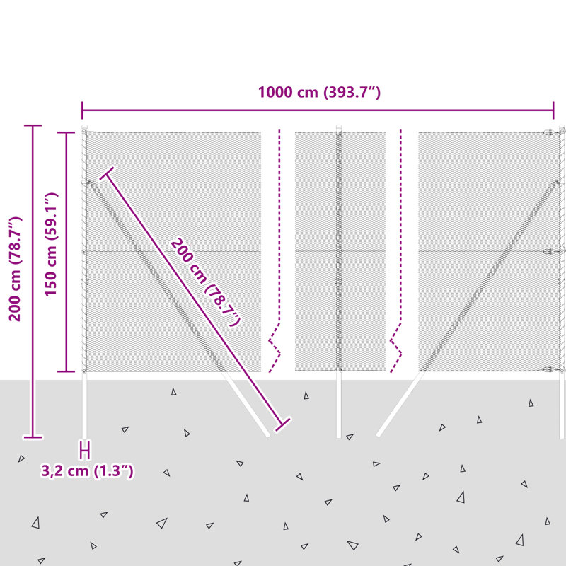 Vidaxl Hexagon Fence Galvanised Steel, 150cm H x 1000cm W