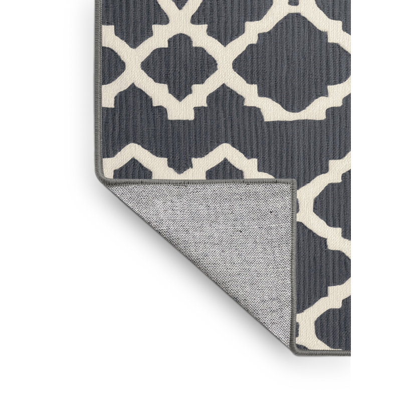 Tapis gris en treillis lavable à la machine, Rectangulaire 7 pi x 10 pi