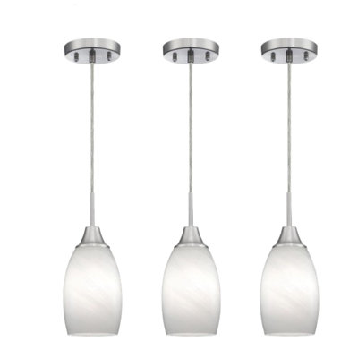 3-pack White Mini Glass Pendant Light