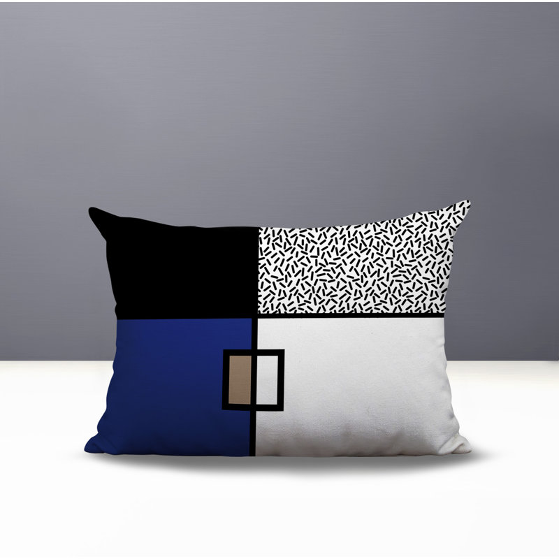 Coussin lombaire réversible intérieur / extérieur Looma, Rectangle H 18 po x l 25 po, Bleu marine