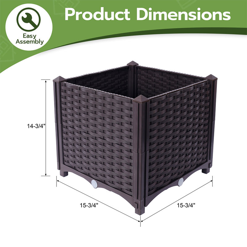 Plastic Raised Garden Bed, Rattan Style Grow Planter Care Box For Flowers, Vegetables And Herbs, Planting Indoor/Outdoor