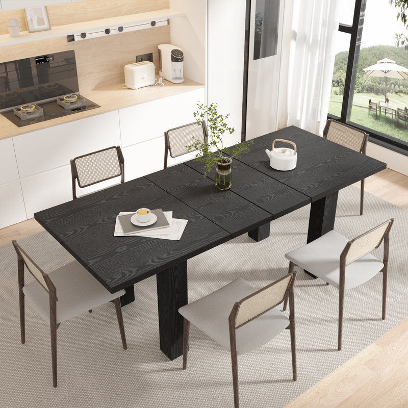 Rectangular Extendable Dining Table, Black