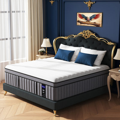 Matelas hybride extra-ferme 16 po à mousse à mémoire de forme à récupération lente avec isolement de mouvement et régulation de la température pour hôtel, chambre à coucher, appartement