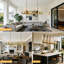 Lustre rectangulaire doré de 55 pouces, îlot de luxe en verre 12 lumières avec îlot, tige réglable de 71 pouces pour la salle à manger et la cuisine-123016422-123016423