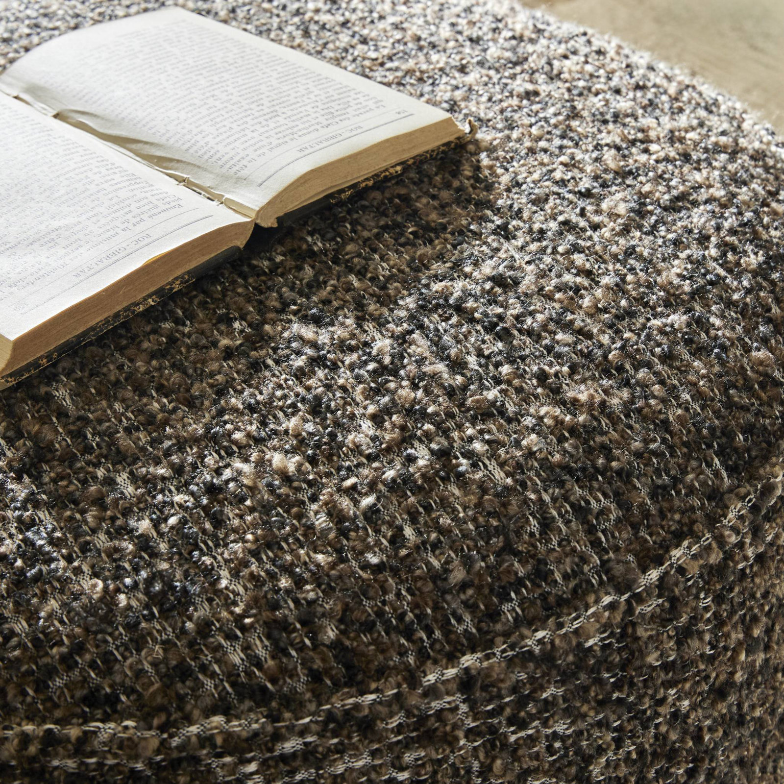 Acker 22" Cotton Upholstered Ottoman, Ivan Granite Acrylic