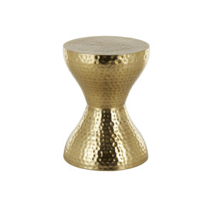 Cole And Grey Metal Hammered Accent Table With Hourglass Shape