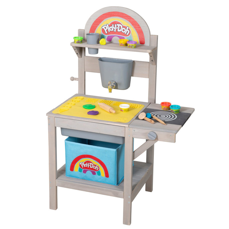 Roba X Play Doh Made of FSC -Certified Wood - Including 3D Creative Mat, 6 Kneading Containers, Tools, Storage Box and Play Tub - Ideal for Indoor and Outdoor Use - from 3 Years Kitchen Set