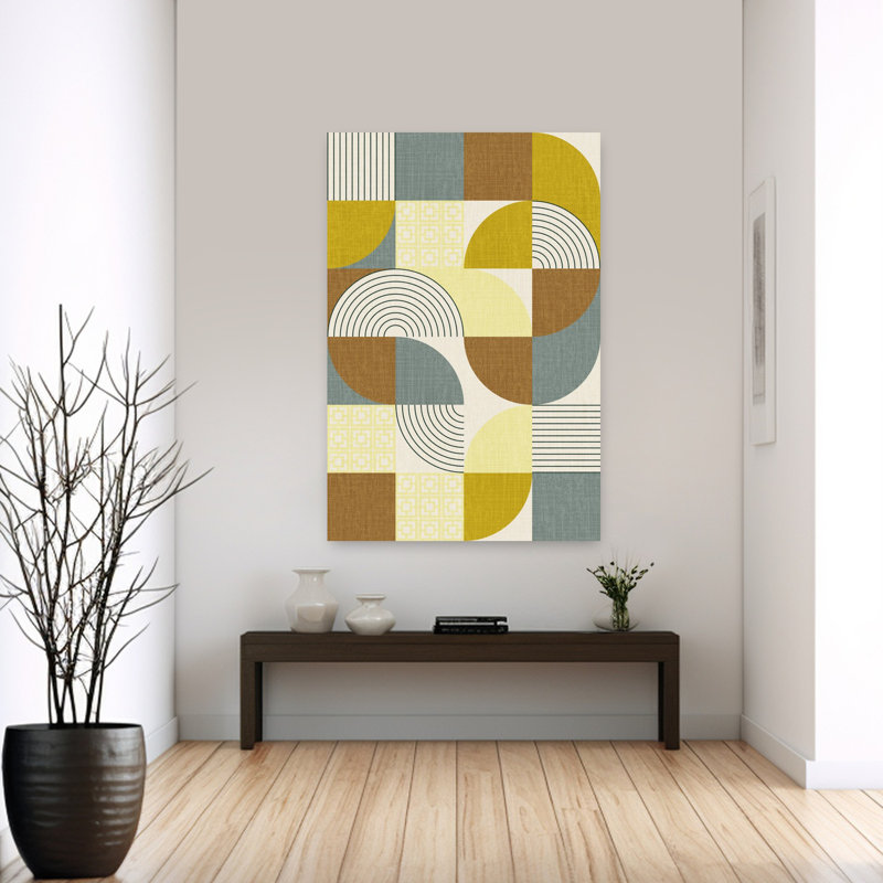 Art contemporain contemporain rétro, Jaune, H 60 po x l 40 po