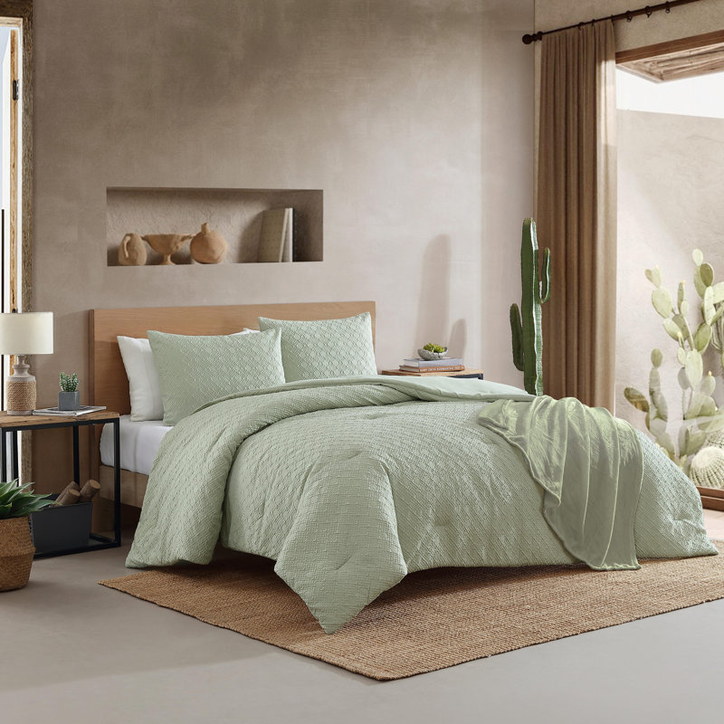 Ensemble d'édredon vert Sedona, Édredon pour très grand lit + 2 très grandes ta