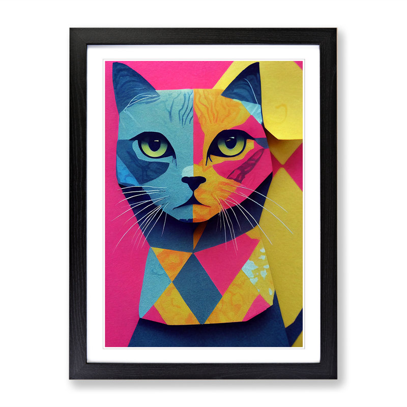 Cat Art Scrapbooking - Picture Frame Print, Black Framed, 64cm H x 46cm W