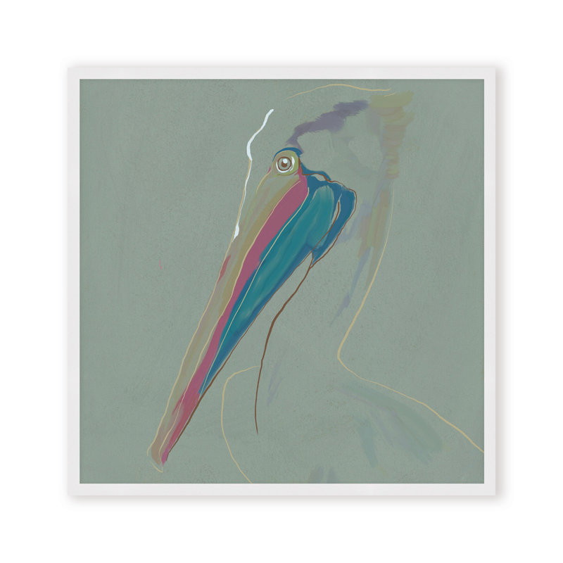 Coastal Retreat Coastal Drift: Pelican, 16" H x 16" W, Framed Canvas, Gold
